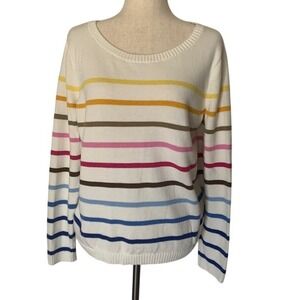 Talbots Striped Long Sleeve Sweater XL Metallic Tinsel Cotton Coastal Preppy EUC